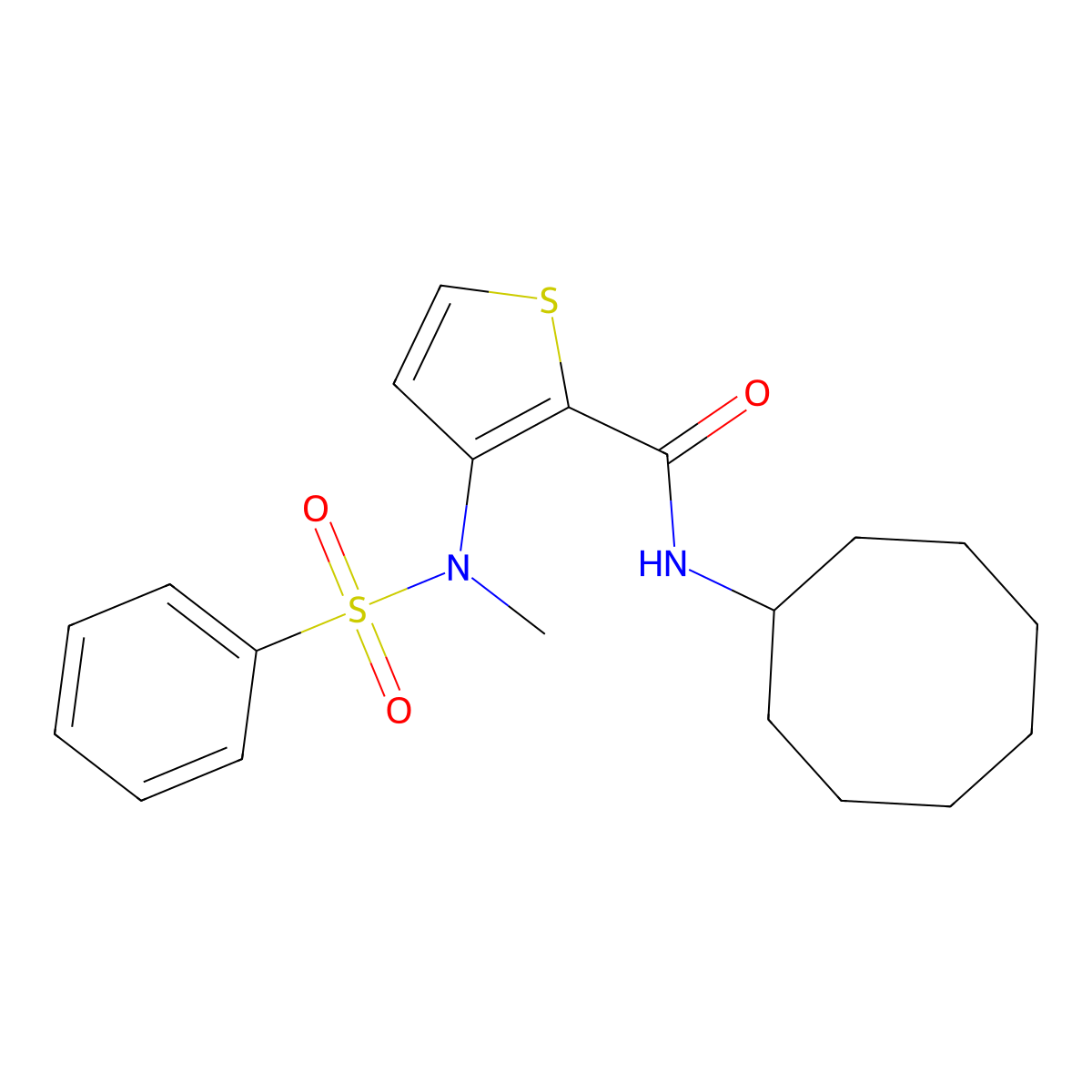 N-cyclooctyl-3-[methyl(phenylsulfonyl)amino]thiophene-2-carboxamide molecular structure, CAS 1226448-34-5