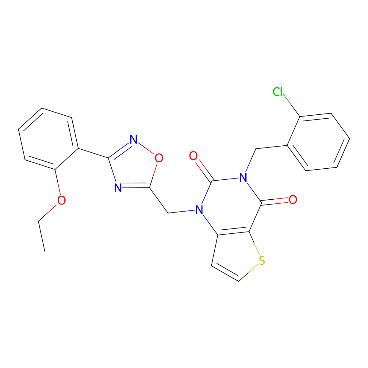 3-[(2-chlorophenyl)methyl]-1-{[3-(2-ethoxyphenyl)-1,2,4-oxadiazol-5-yl]methyl}-1H,2H,3H,4H-thieno[3,2-d]pyrimidine-2,4-dione molecular structure, CAS 1226448-37-8