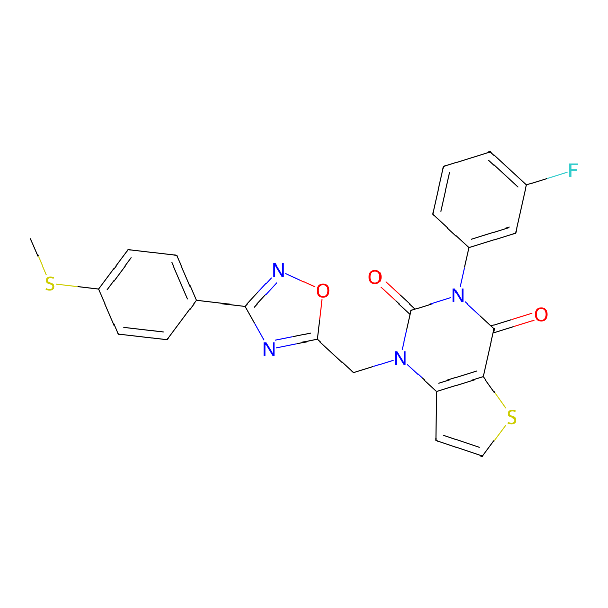 3-(3-fluorophenyl)-1-((3-(4-(methylthio)phenyl)-1,2,4-oxadiazol-5-yl)methyl)thieno[3,2-d]pyrimidine-2,4(1H,3H)-dione molecular structure, CAS 1226448-38-9