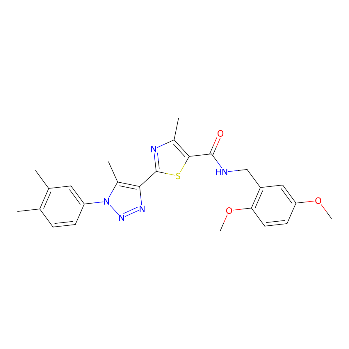 N-[(2,5-dimethoxyphenyl)methyl]-2-[1-(3,4-dimethylphenyl)-5-methyl-1H-1,2,3-triazol-4-yl]-4-methyl-1,3-thiazole-5-carboxamide molecular structure, CAS 1226448-40-3