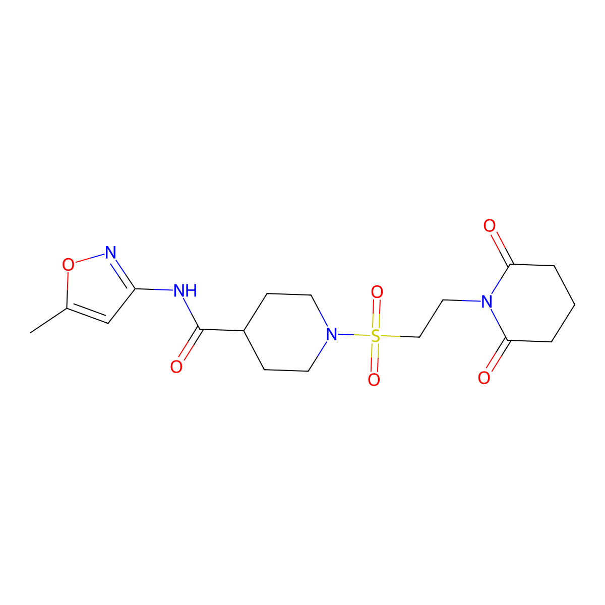 1-((2-(2,6-dioxopiperidin-1-yl)ethyl)sulfonyl)-N-(5-methylisoxazol-3-yl)piperidine-4-carboxamide molecular structure, CAS 1226448-42-5