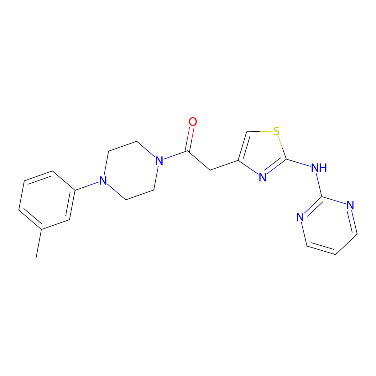 2-(2-(Pyrimidin-2-ylamino)thiazol-4-yl)-1-(4-(m-tolyl)piperazin-1-yl)ethanone molecular structure, CAS 1226448-44-7