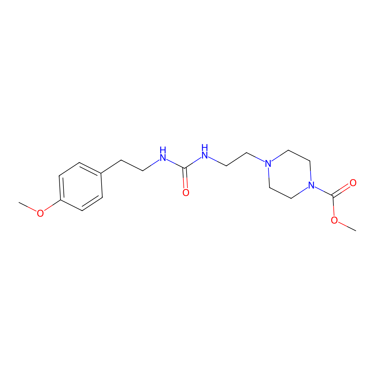 Methyl 4-(2-(3-(4-methoxyphenethyl)ureido)ethyl)piperazine-1-carboxylate molecular structure, CAS 1226448-51-6