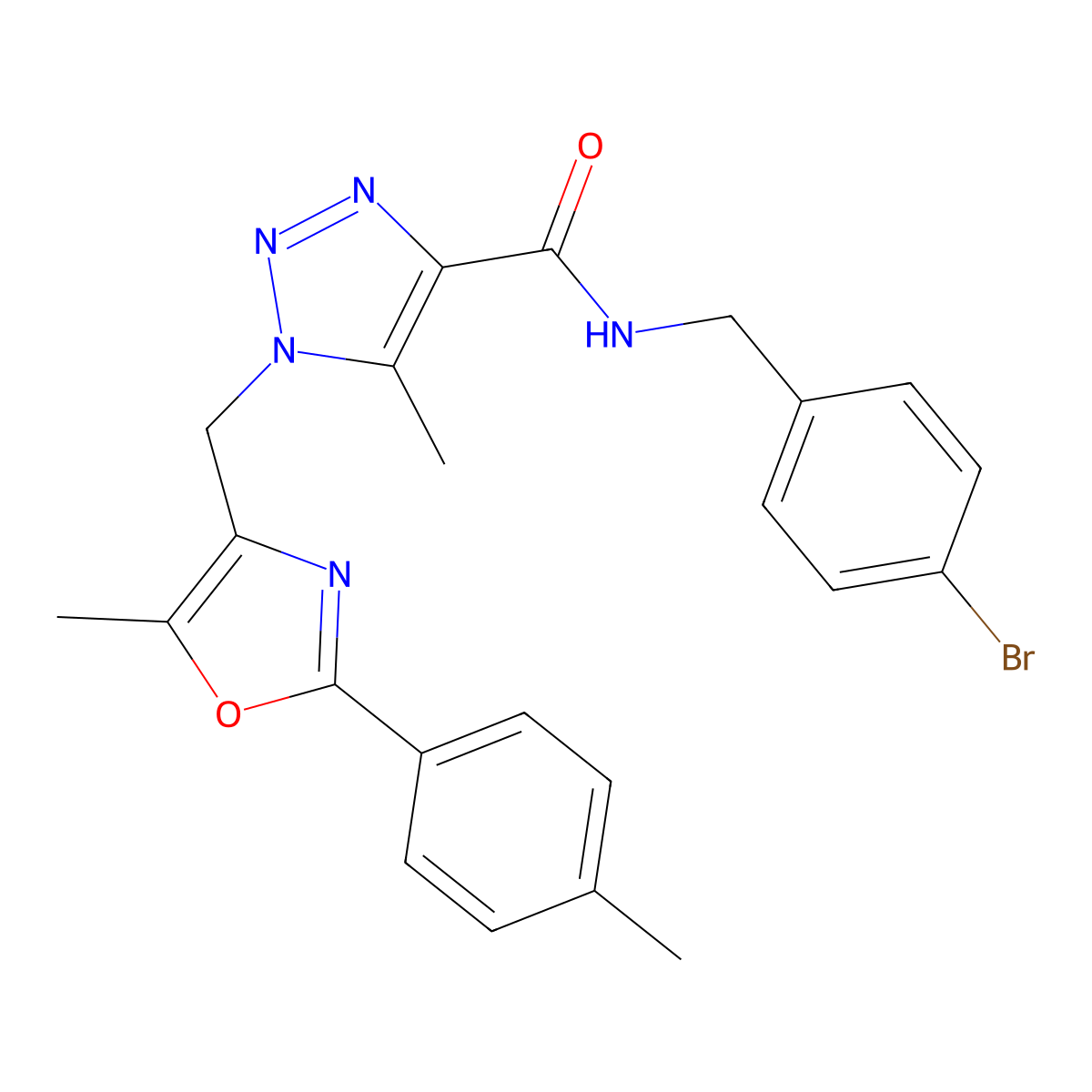 N-(4-bromobenzyl)-5-methyl-1-((5-methyl-2-(p-tolyl)oxazol-4-yl)methyl)-1H-1,2,3-triazole-4-carboxamide molecular structure, CAS 1226448-53-8
