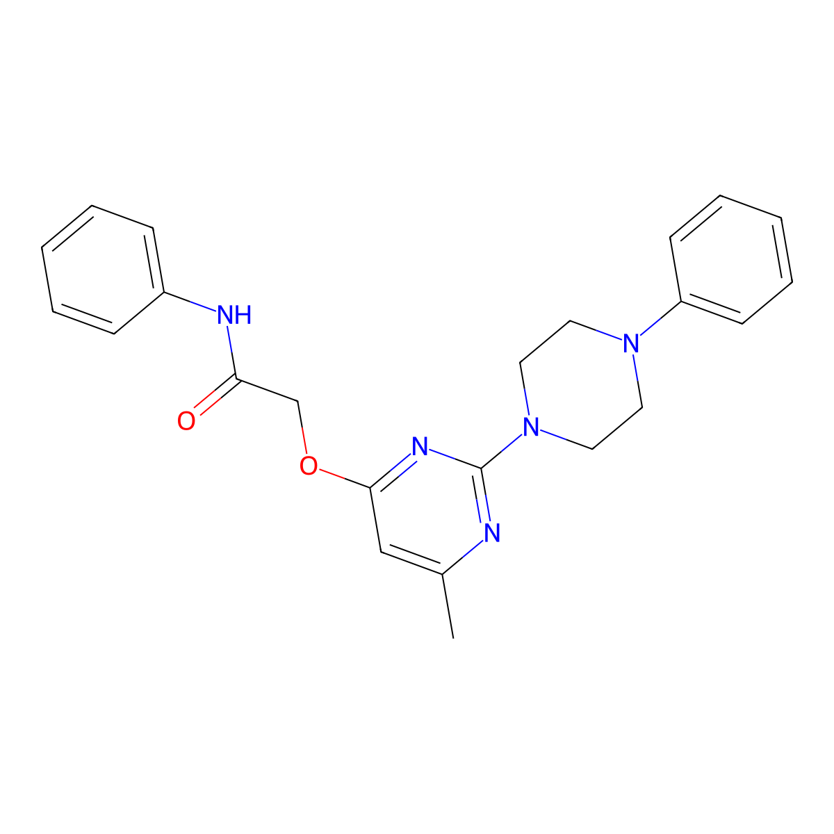 2-{[6-methyl-2-(4-phenylpiperazin-1-yl)pyrimidin-4-yl]oxy}-N-phenylacetamide molecular structure, CAS 1226448-60-7