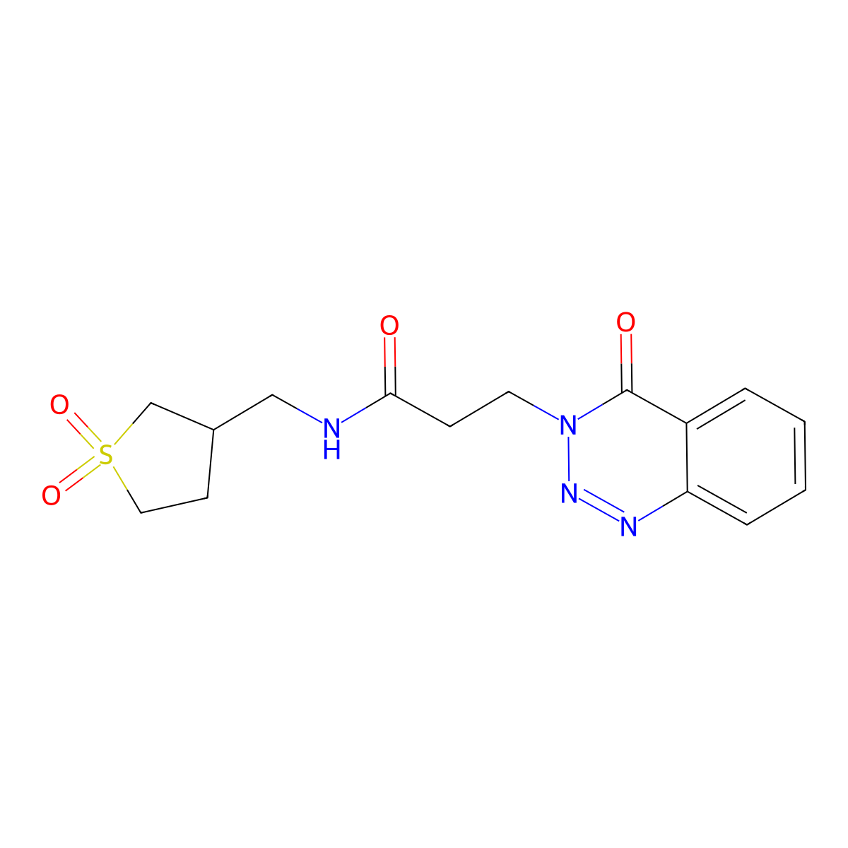 N-((1,1-dioxidotetrahydrothiophen-3-yl)methyl)-3-(4-oxobenzo[d][1,2,3]triazin-3(4H)-yl)propanamide molecular structure, CAS 1226448-64-1