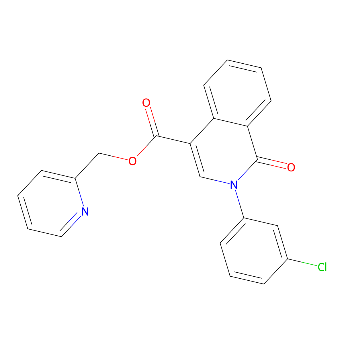 Pyridin-2-ylmethyl 2-(3-chlorophenyl)-1-oxo-1,2-dihydroisoquinoline-4-carboxylate molecular structure, CAS 1226448-75-4