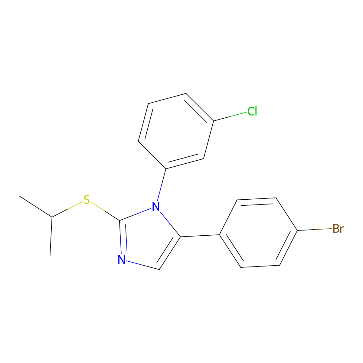 5-(4-bromophenyl)-1-(3-chlorophenyl)-2-(isopropylthio)-1H-imidazole molecular structure, CAS 1226448-77-6