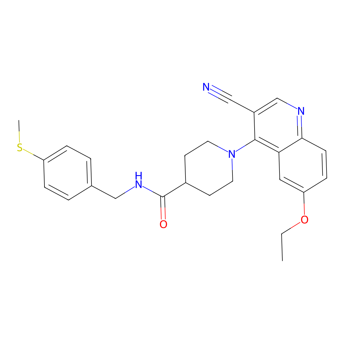 1-(3-cyano-6-ethoxyquinolin-4-yl)-N-{[4-(methylsulfanyl)phenyl]methyl}piperidine-4-carboxamide molecular structure, CAS 1226448-81-2