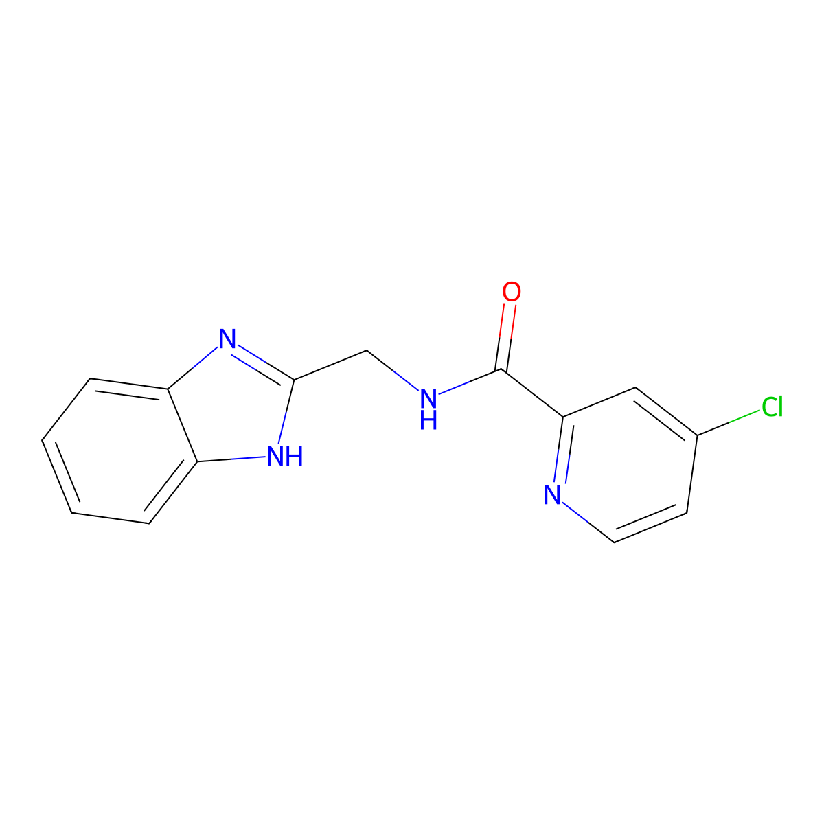 N-((1H-benzo[d]imidazol-2-yl)methyl)-4-chloropicolinamide molecular structure, CAS 1226448-88-9
