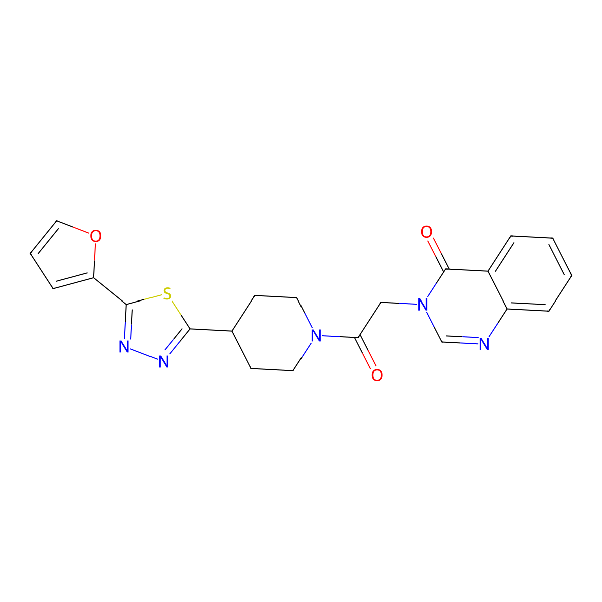 3-(2-(4-(5-(furan-2-yl)-1,3,4-thiadiazol-2-yl)piperidin-1-yl)-2-oxoethyl)quinazolin-4(3H)-one molecular structure, CAS 1226448-90-3