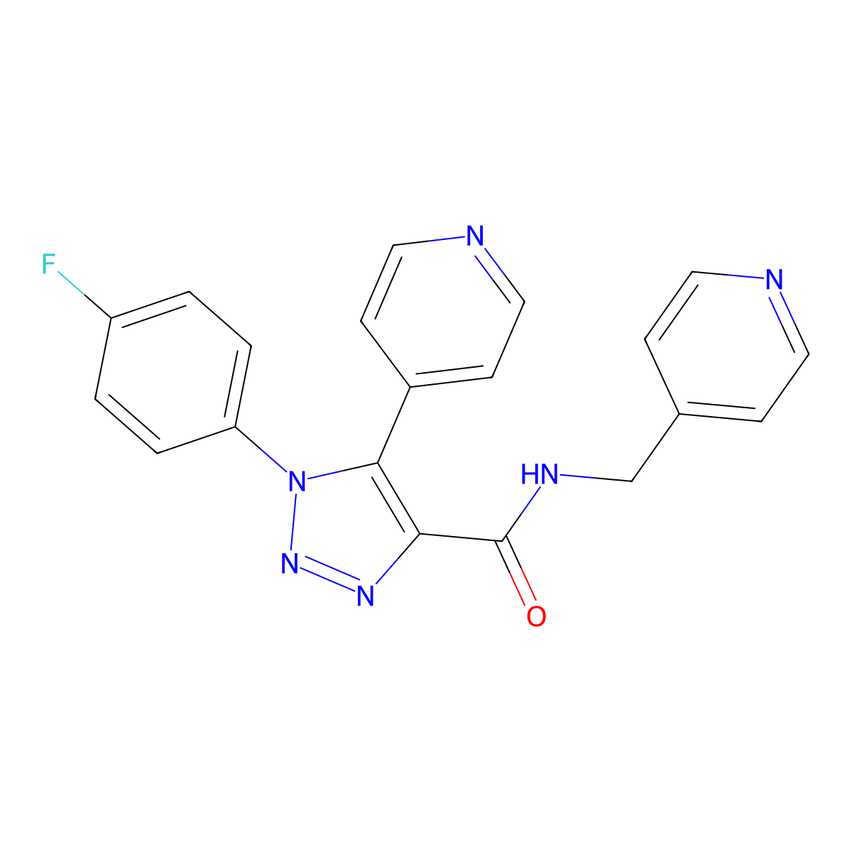 1-(4-fluorophenyl)-5-(pyridin-4-yl)-N-[(pyridin-4-yl)methyl]-1H-1,2,3-triazole-4-carboxamide molecular structure, CAS 1226448-92-5