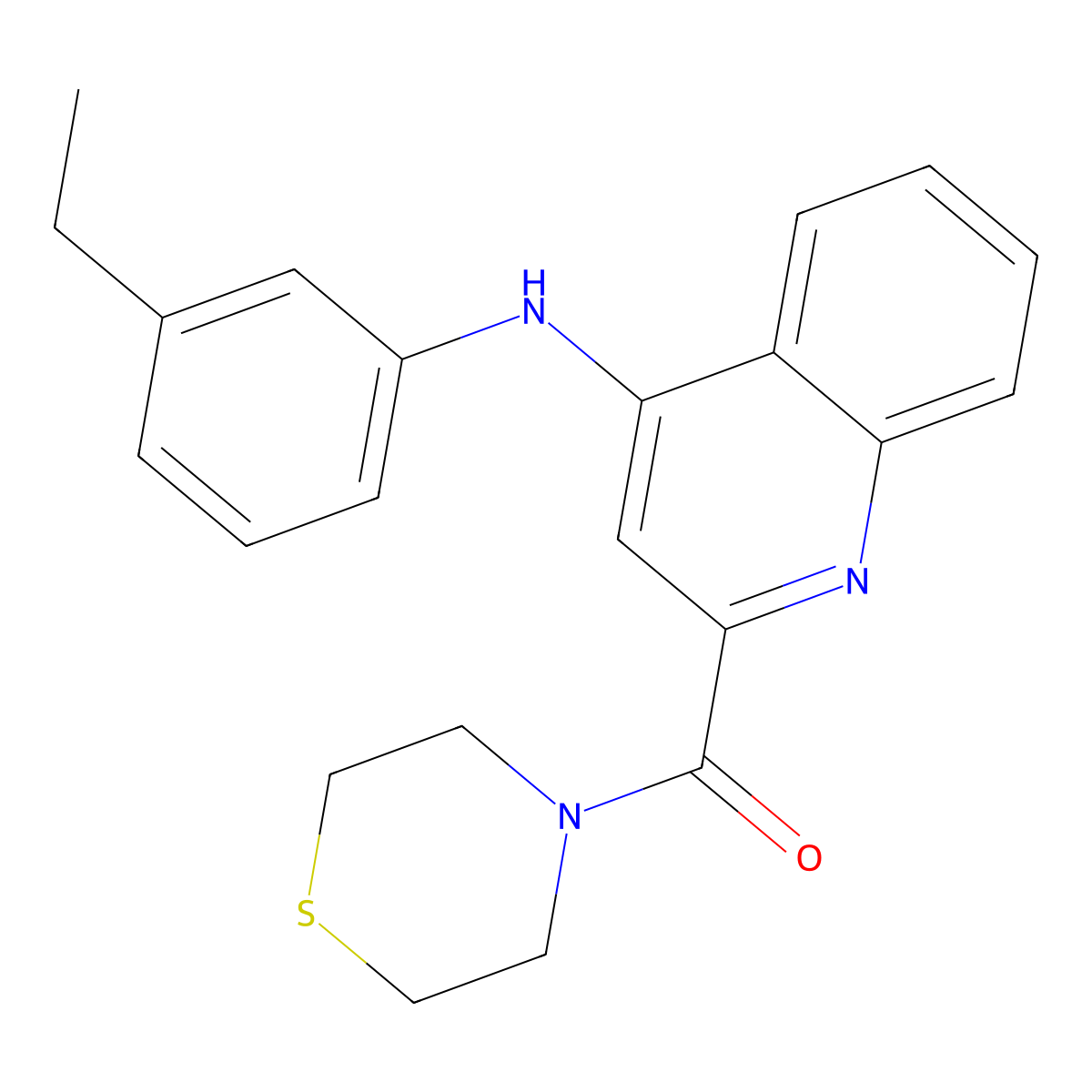 (4-((3-Ethylphenyl)amino)quinolin-2-yl)(thiomorpholino)methanone molecular structure, CAS 1226448-97-0