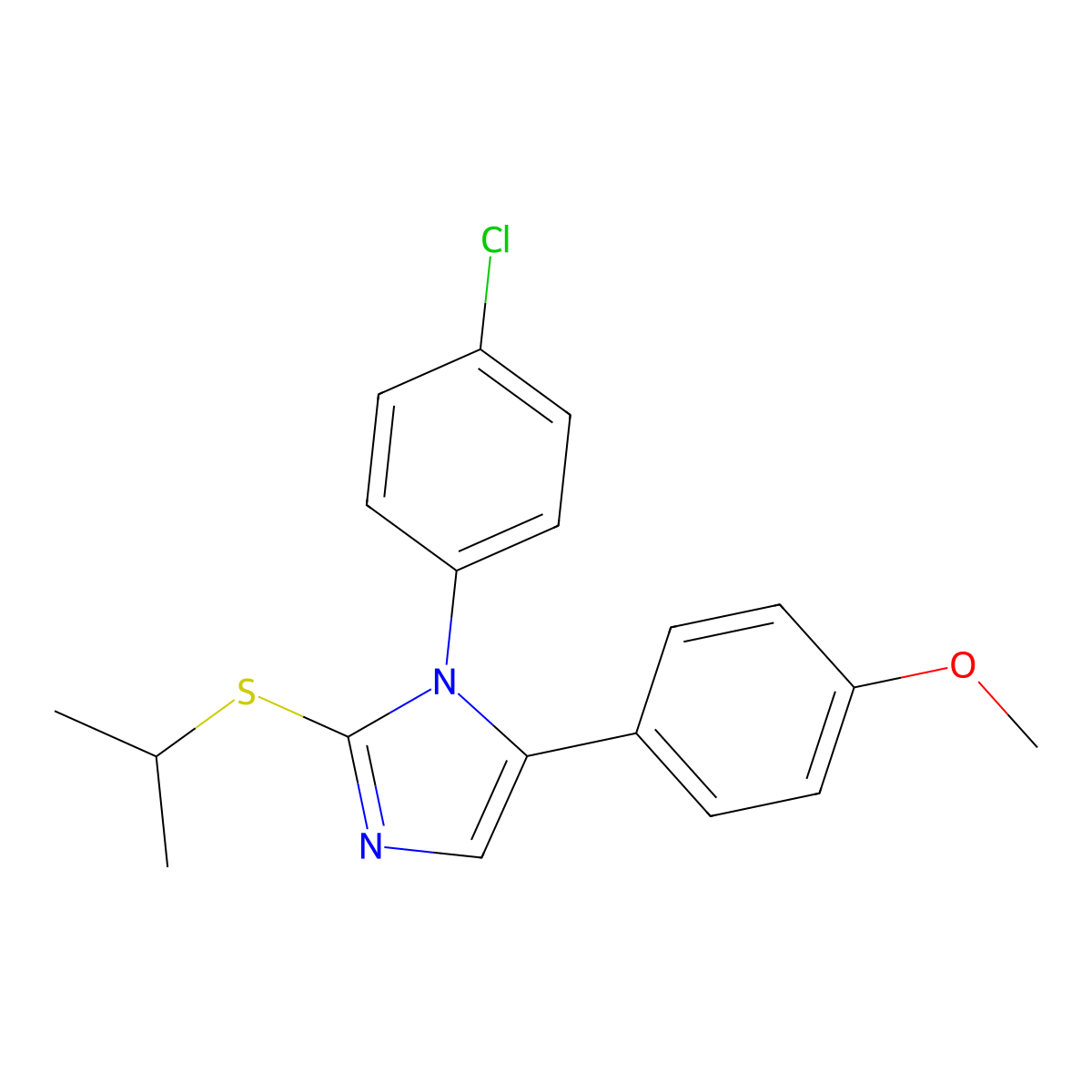 1-(4-chlorophenyl)-2-(isopropylthio)-5-(4-methoxyphenyl)-1H-imidazole molecular structure, CAS 1226449-03-1