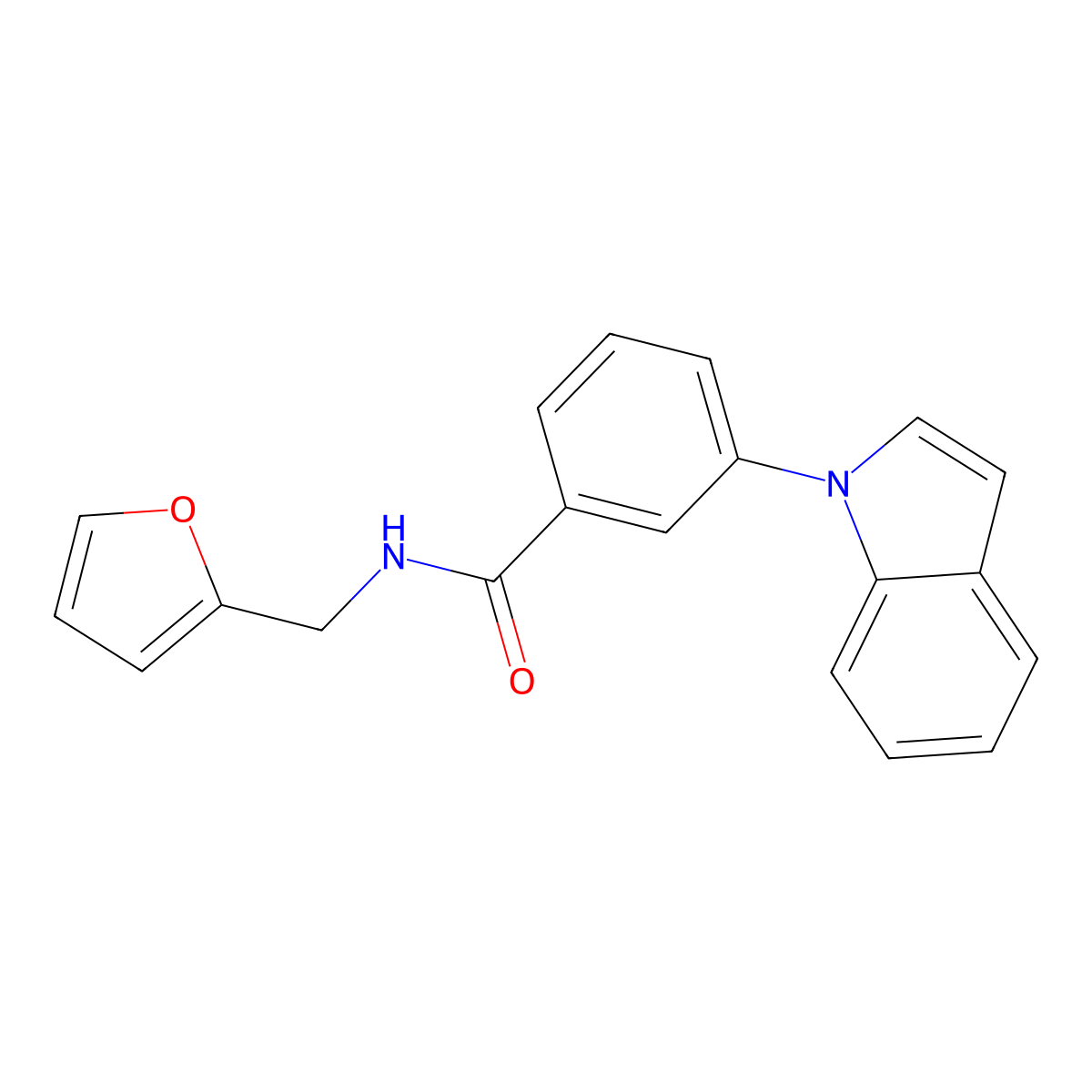 N-(furan-2-ylmethyl)-3-(1H-indol-1-yl)benzamide molecular structure, CAS 1226449-04-2