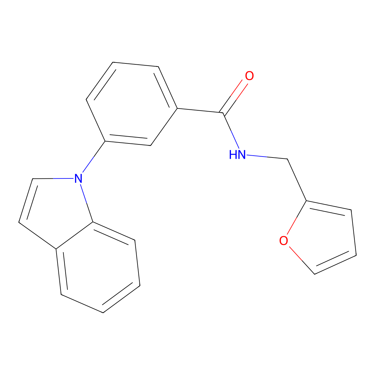 N-(furan-2-ylmethyl)-3-(1H-indol-1-yl)benzamide molecular structure, CAS 1226449-04-2