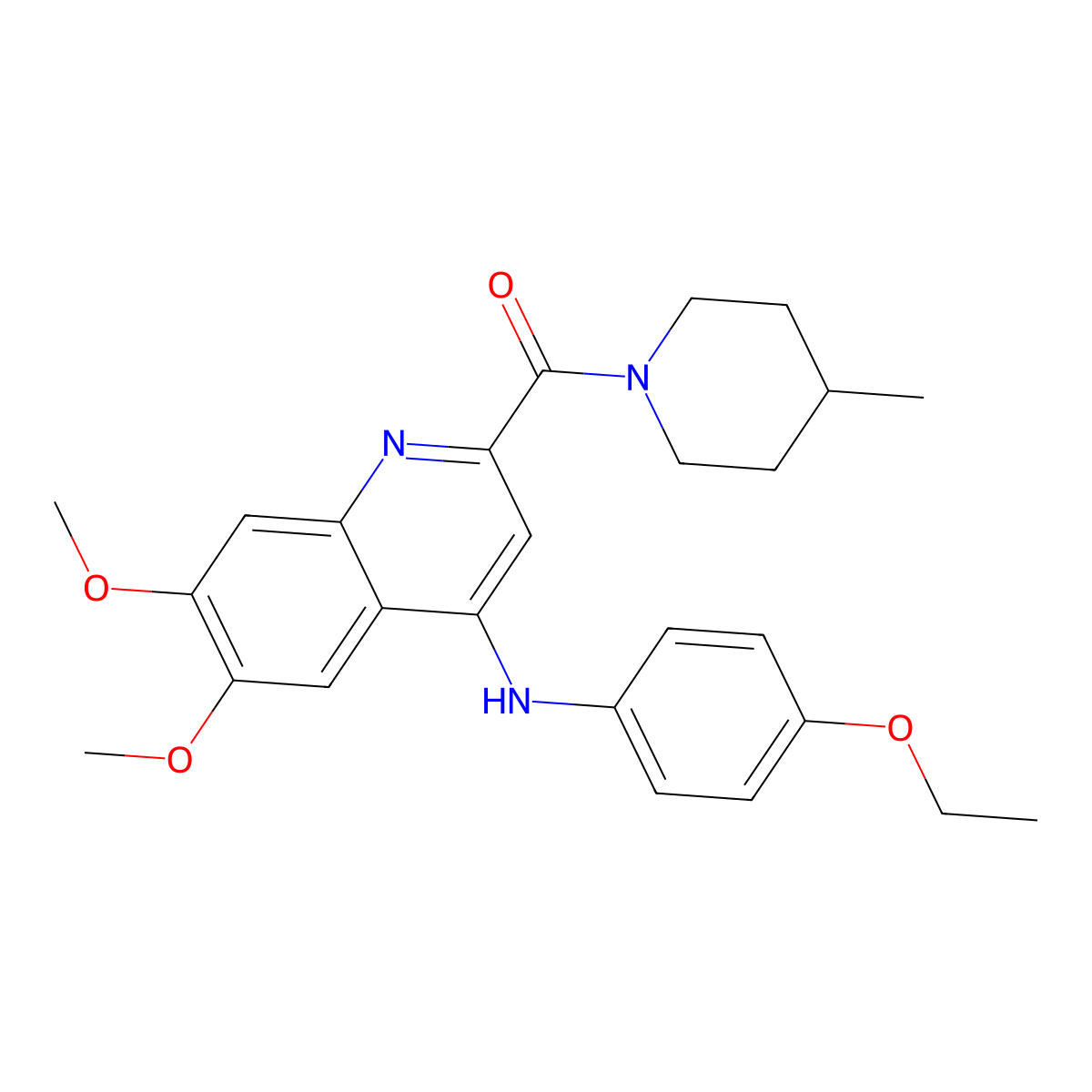 N-(4-ethoxyphenyl)-6,7-dimethoxy-2-(4-methylpiperidine-1-carbonyl)quinolin-4-amine molecular structure, CAS 1226449-08-6