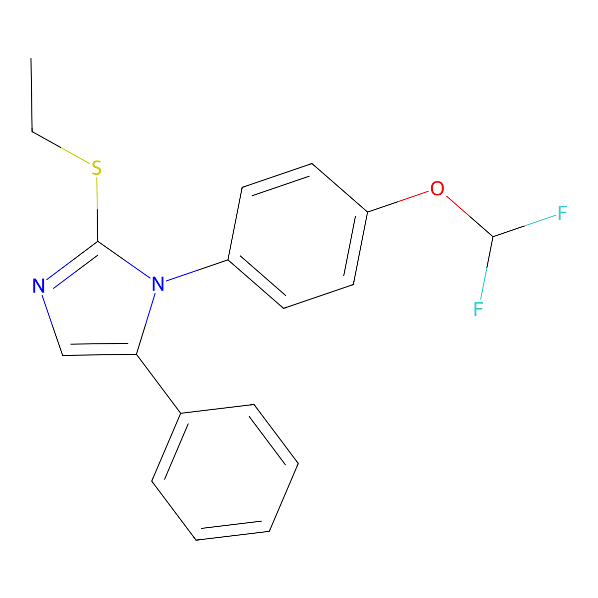 1-(4-(difluoromethoxy)phenyl)-2-(ethylthio)-5-phenyl-1H-imidazole molecular structure, CAS 1226449-16-6