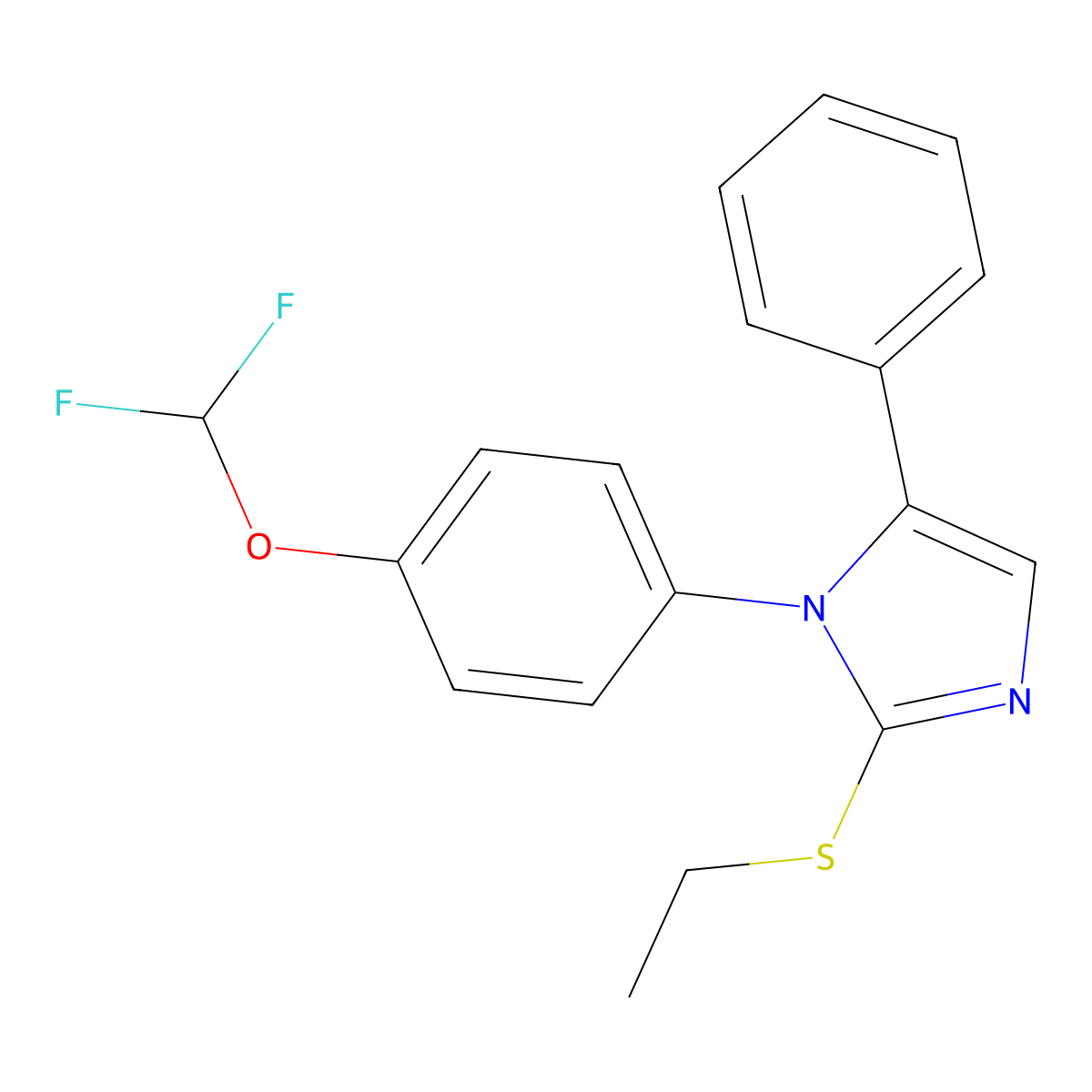 1-(4-(difluoromethoxy)phenyl)-2-(ethylthio)-5-phenyl-1H-imidazole molecular structure, CAS 1226449-16-6