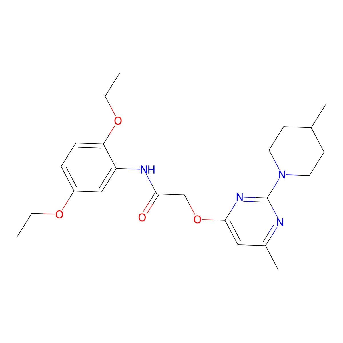 N-(2,5-diethoxyphenyl)-2-{[6-methyl-2-(4-methylpiperidin-1-yl)pyrimidin-4-yl]oxy}acetamide molecular structure, CAS 1226449-24-6