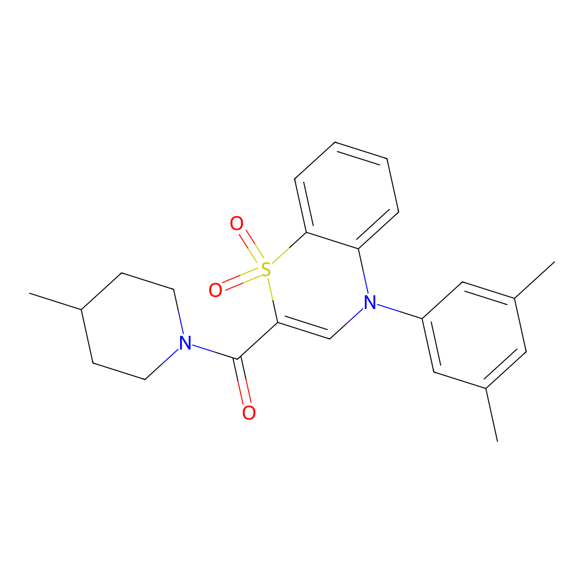 4-(3,5-dimethylphenyl)-2-(4-methylpiperidine-1-carbonyl)-4H-1lambda6,4-benzothiazine-1,1-dione molecular structure, CAS 1226449-26-8