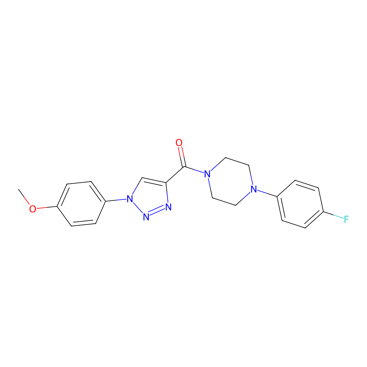 (4-(4-fluorophenyl)piperazin-1-yl)(1-(4-methoxyphenyl)-1H-1,2,3-triazol-4-yl)methanone molecular structure, CAS 1226449-37-1
