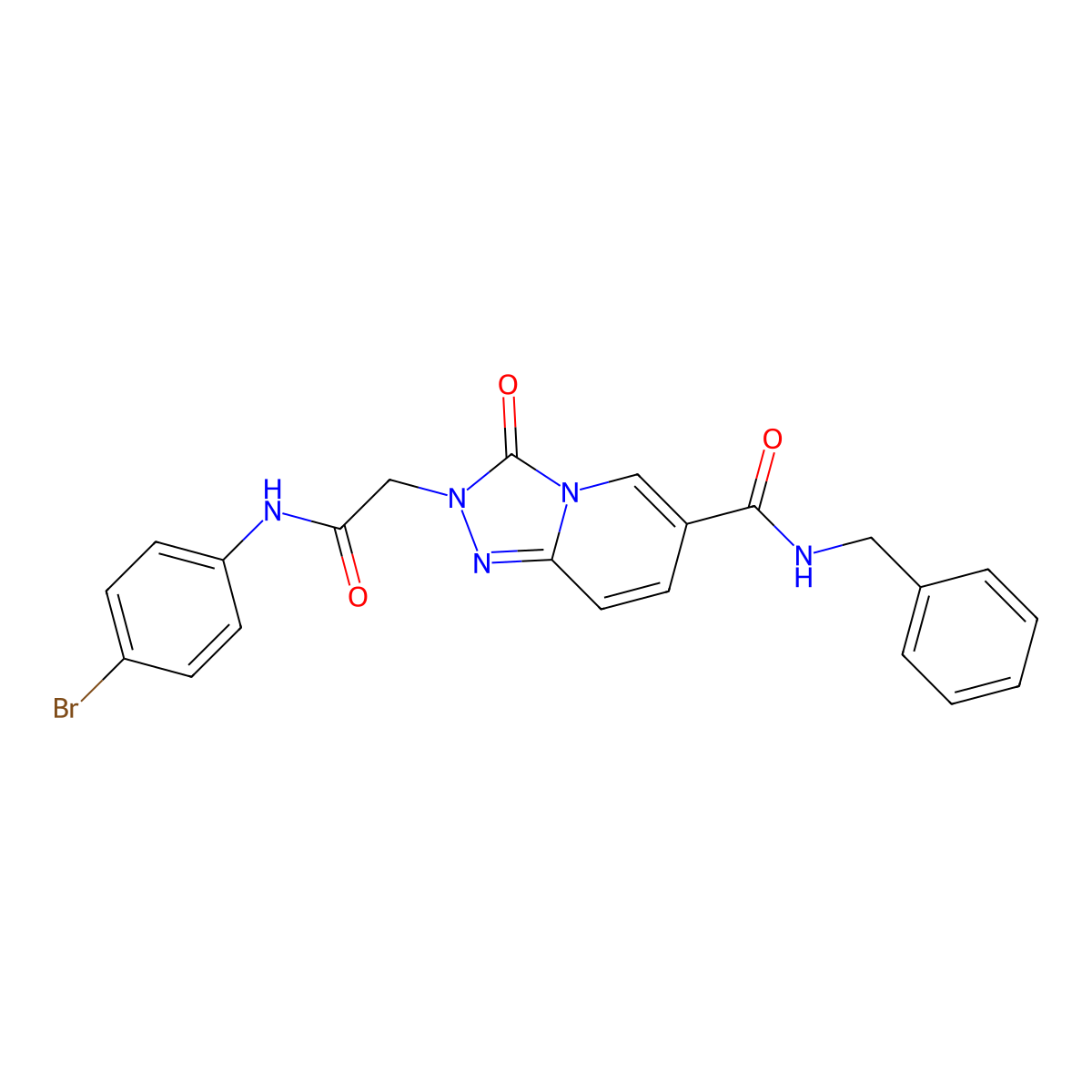 N-benzyl-2-{[(4-bromophenyl)carbamoyl]methyl}-3-oxo-2H,3H-[1,2,4]triazolo[4,3-a]pyridine-6-carboxamide molecular structure, CAS 1226449-44-0