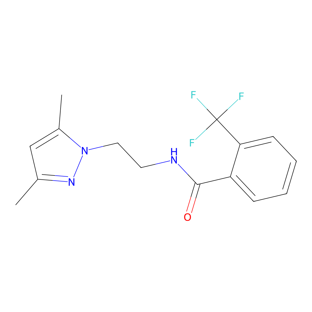 N-[2-(3,5-dimethyl-1H-pyrazol-1-yl)ethyl]-2-(trifluoromethyl)benzamide molecular structure, CAS 1226449-46-2