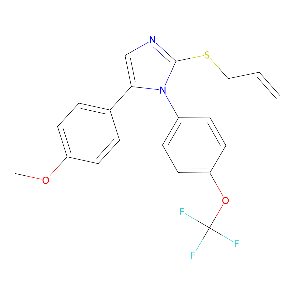 2-(allylthio)-5-(4-methoxyphenyl)-1-(4-(trifluoromethoxy)phenyl)-1H-imidazole molecular structure, CAS 1226449-51-9