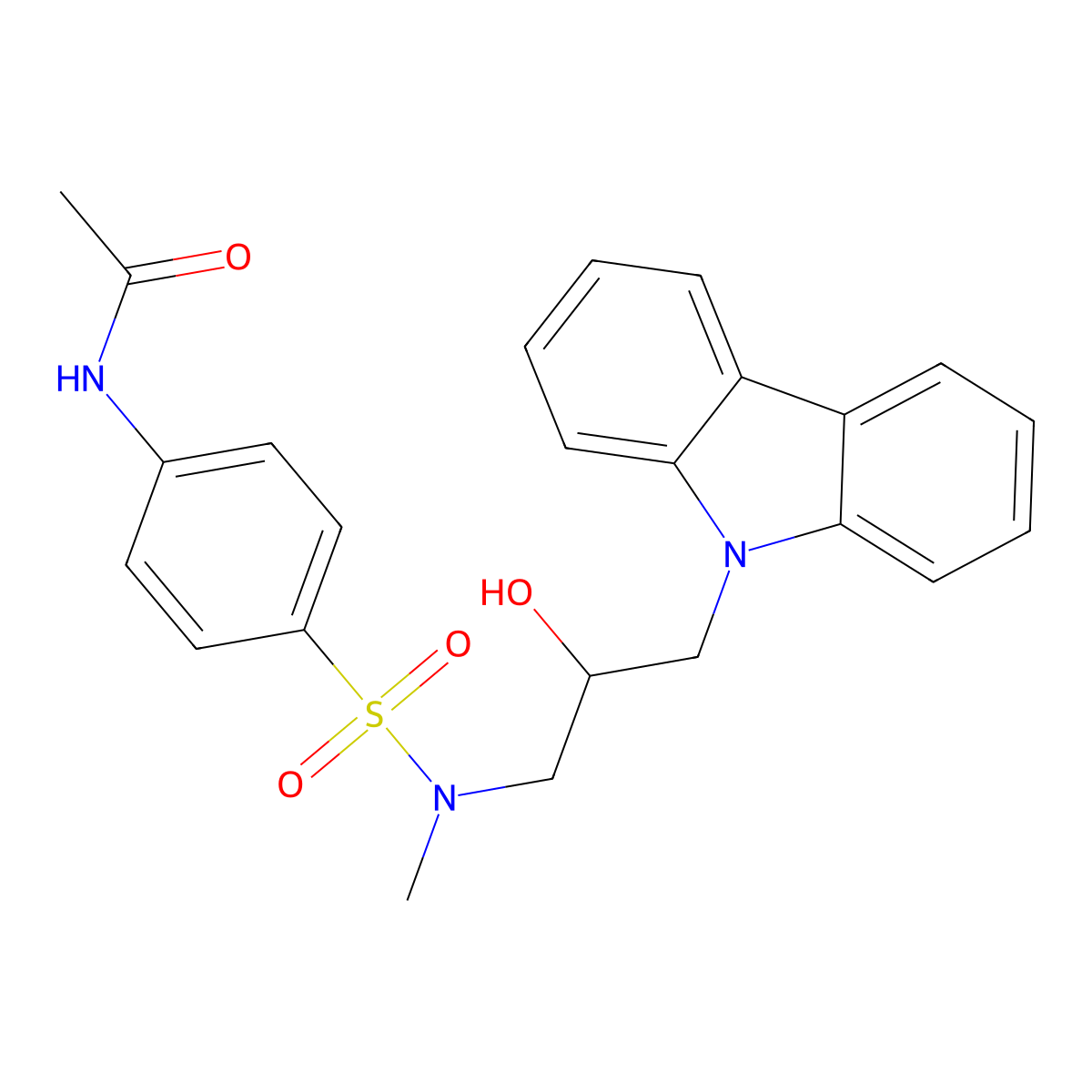 N-(4-(N-(3-(9H-carbazol-9-yl)-2-hydroxypropyl)-N-methylsulfamoyl)phenyl)acetamide molecular structure, CAS 1226449-57-5
