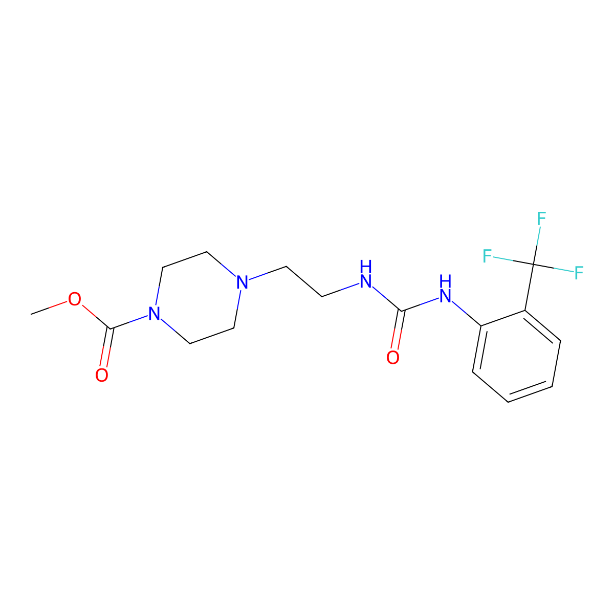 Methyl 4-(2-(3-(2-(trifluoromethyl)phenyl)ureido)ethyl)piperazine-1-carboxylate molecular structure, CAS 1226449-65-5