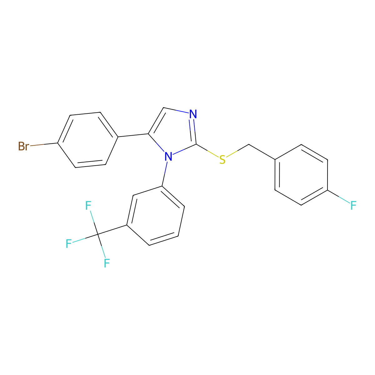 5-(4-bromophenyl)-2-((4-fluorobenzyl)thio)-1-(3-(trifluoromethyl)phenyl)-1H-imidazole molecular structure, CAS 1226449-70-2