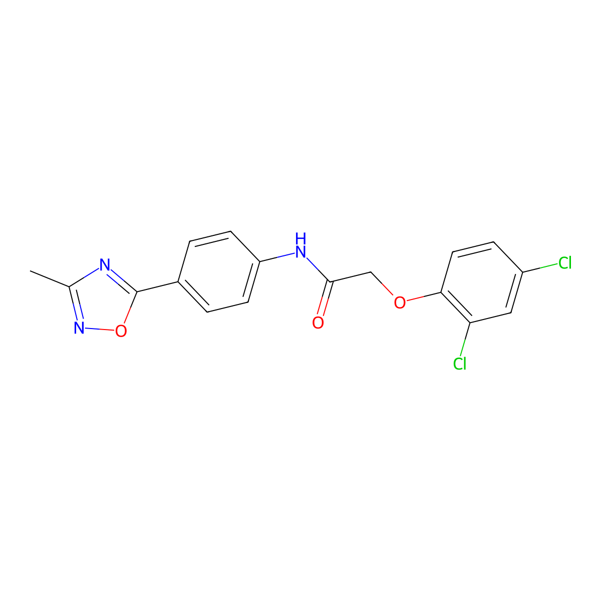 2-(2,4-dichlorophenoxy)-N-[4-(3-methyl-1,2,4-oxadiazol-5-yl)phenyl]acetamide molecular structure, CAS 1226449-75-7