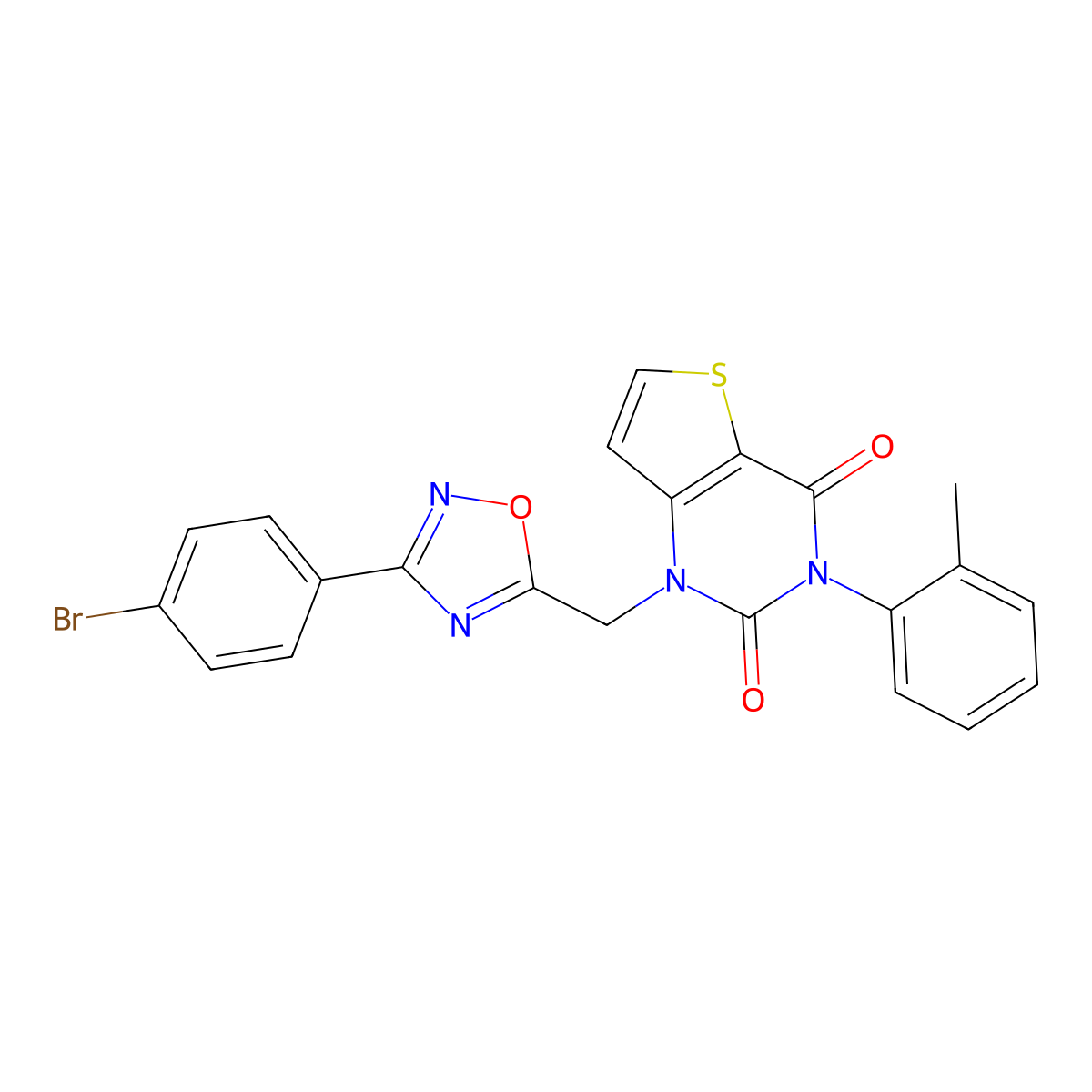 1-{[3-(4-bromophenyl)-1,2,4-oxadiazol-5-yl]methyl}-3-(2-methylphenyl)-1H,2H,3H,4H-thieno[3,2-d]pyrimidine-2,4-dione molecular structure, CAS 1226449-78-0