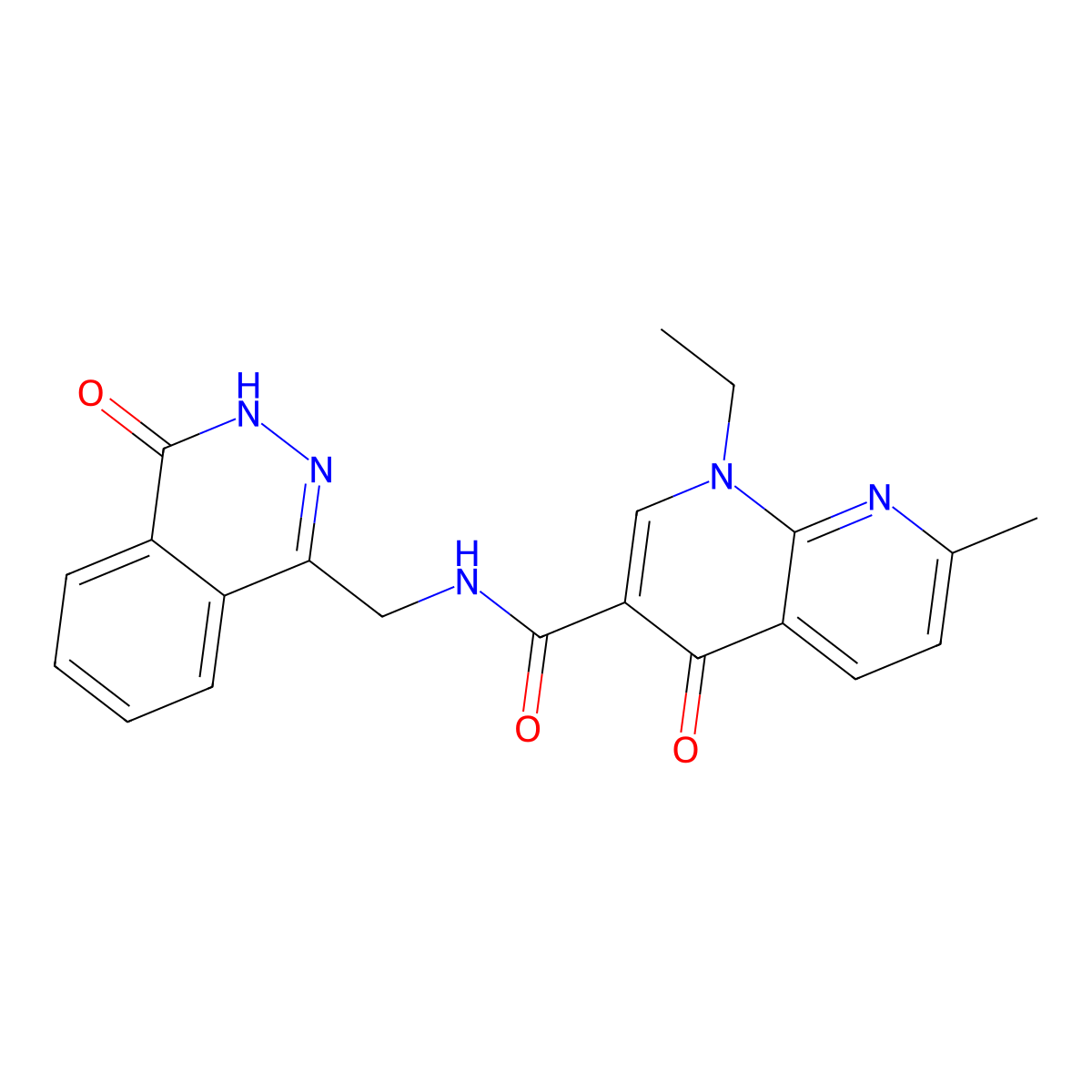 1-ethyl-7-methyl-4-oxo-N-((4-oxo-3,4-dihydrophthalazin-1-yl)methyl)-1,4-dihydro-1,8-naphthyridine-3-carboxamide molecular structure, CAS 1226449-80-4