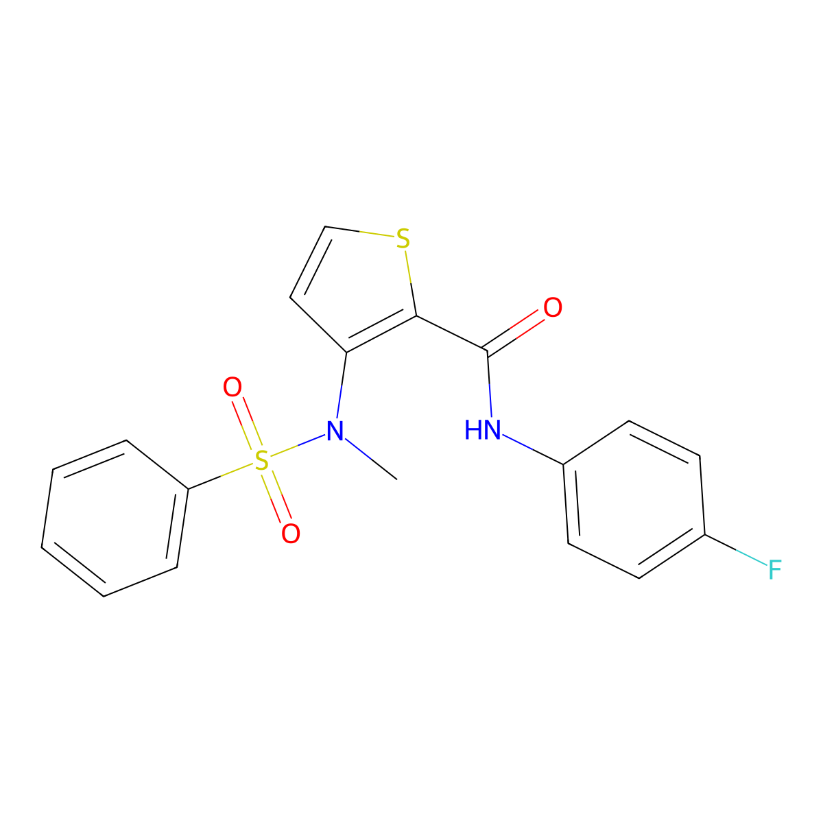 N-(4-fluorophenyl)-3-(N-methylbenzenesulfonamido)thiophene-2-carboxamide molecular structure, CAS 1226449-84-8