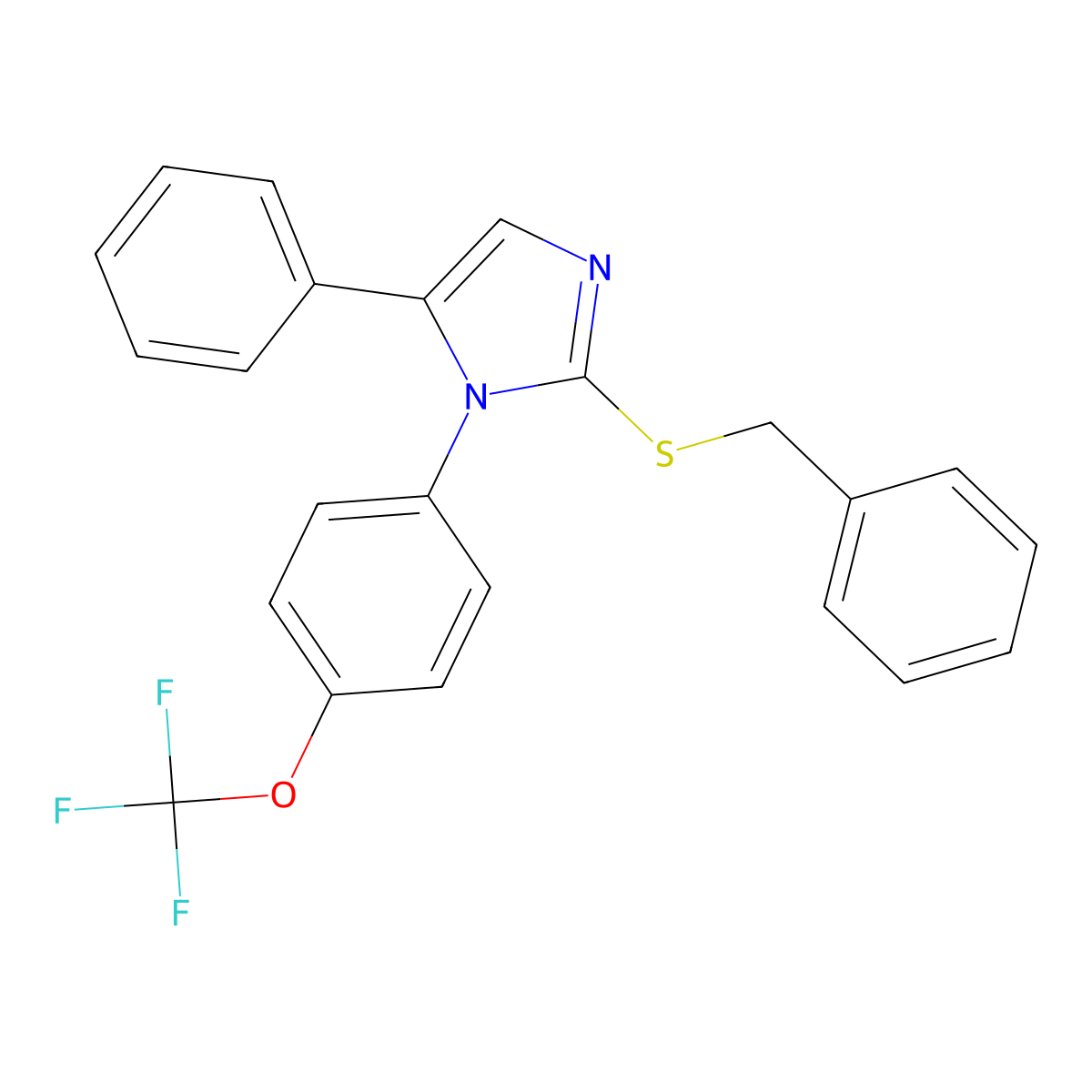 2-(benzylthio)-5-phenyl-1-(4-(trifluoromethoxy)phenyl)-1H-imidazole molecular structure, CAS 1226449-95-1