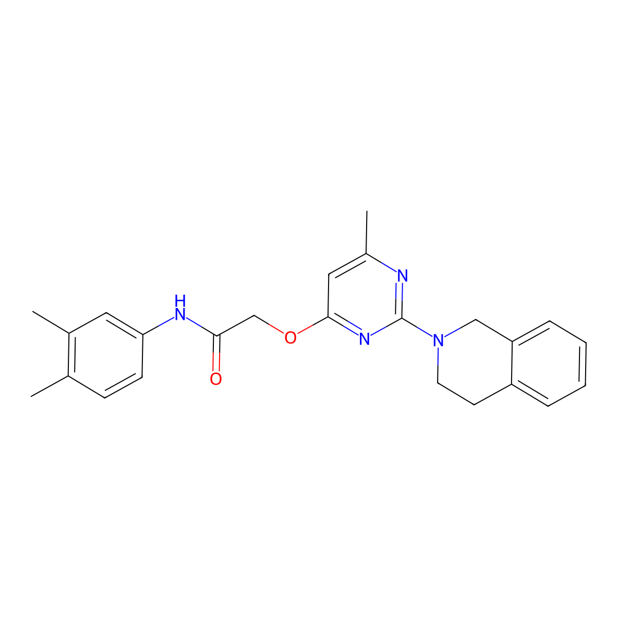 2-{[2-(3,4-dihydroisoquinolin-2(1H)-yl)-6-methylpyrimidin-4-yl]oxy}-N-(3,4-dimethylphenyl)acetamide molecular structure, CAS 1226449-96-2