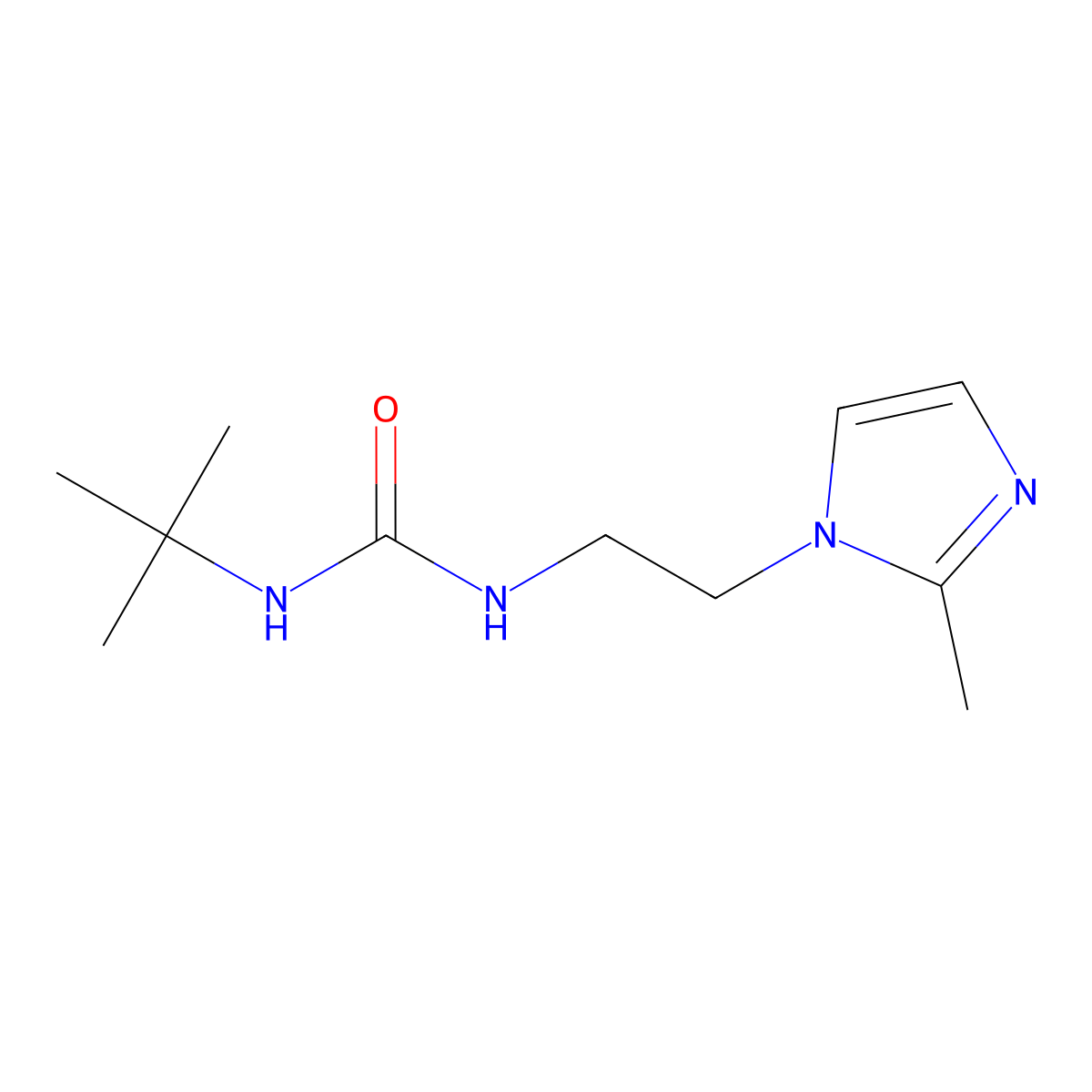 3-tert-butyl-1-[2-(2-methyl-1H-imidazol-1-yl)ethyl]urea molecular structure, CAS 1226449-97-3
