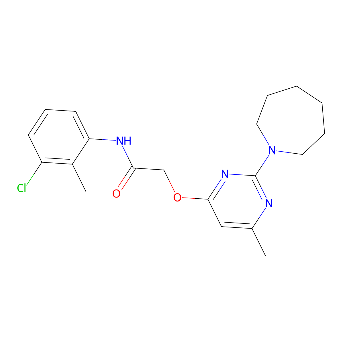 2-{[2-(azepan-1-yl)-6-methylpyrimidin-4-yl]oxy}-N-(3-chloro-2-methylphenyl)acetamide molecular structure, CAS 1226449-99-5