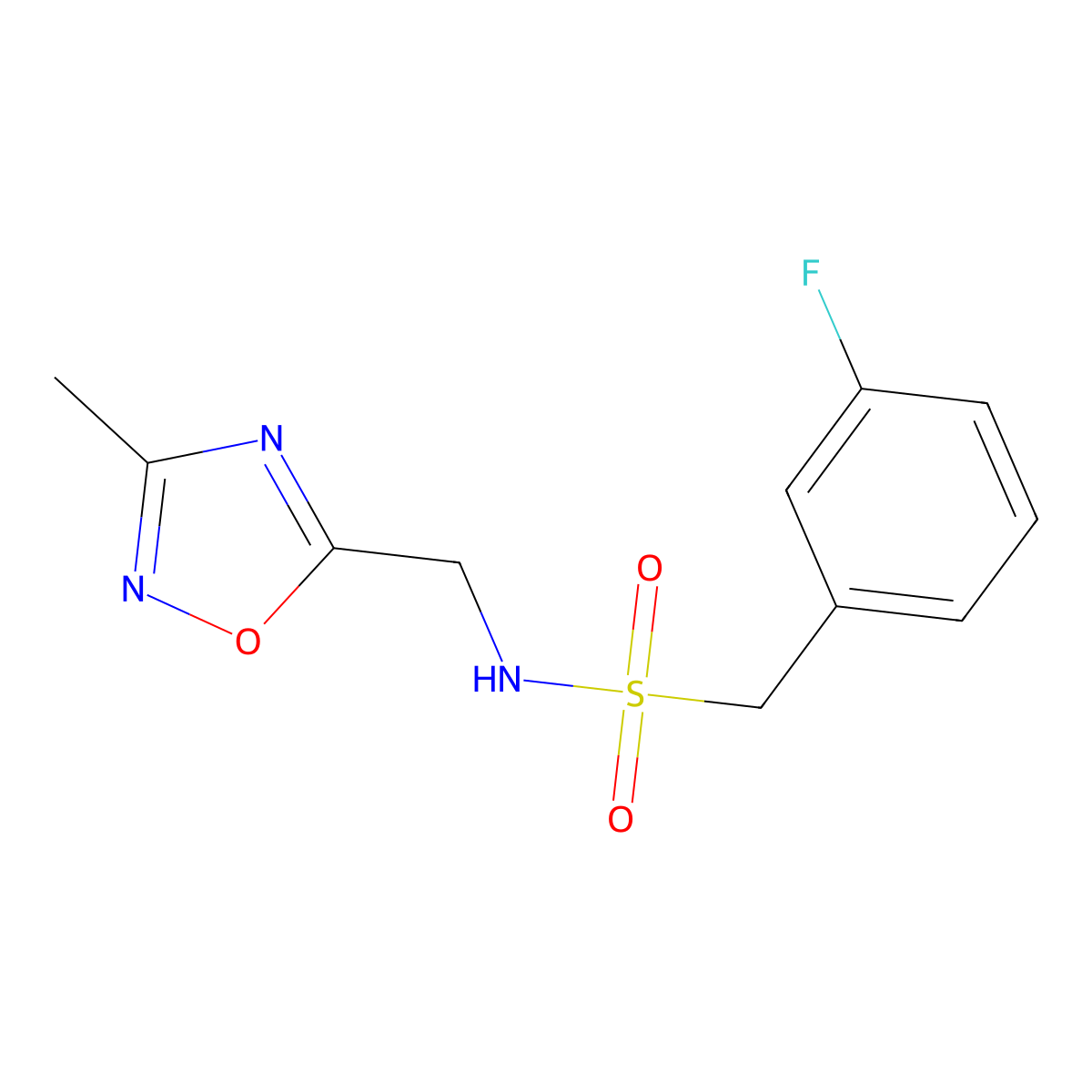 1-(3-fluorophenyl)-N-[(3-methyl-1,2,4-oxadiazol-5-yl)methyl]methanesulfonamide molecular structure, CAS 1226450-00-5