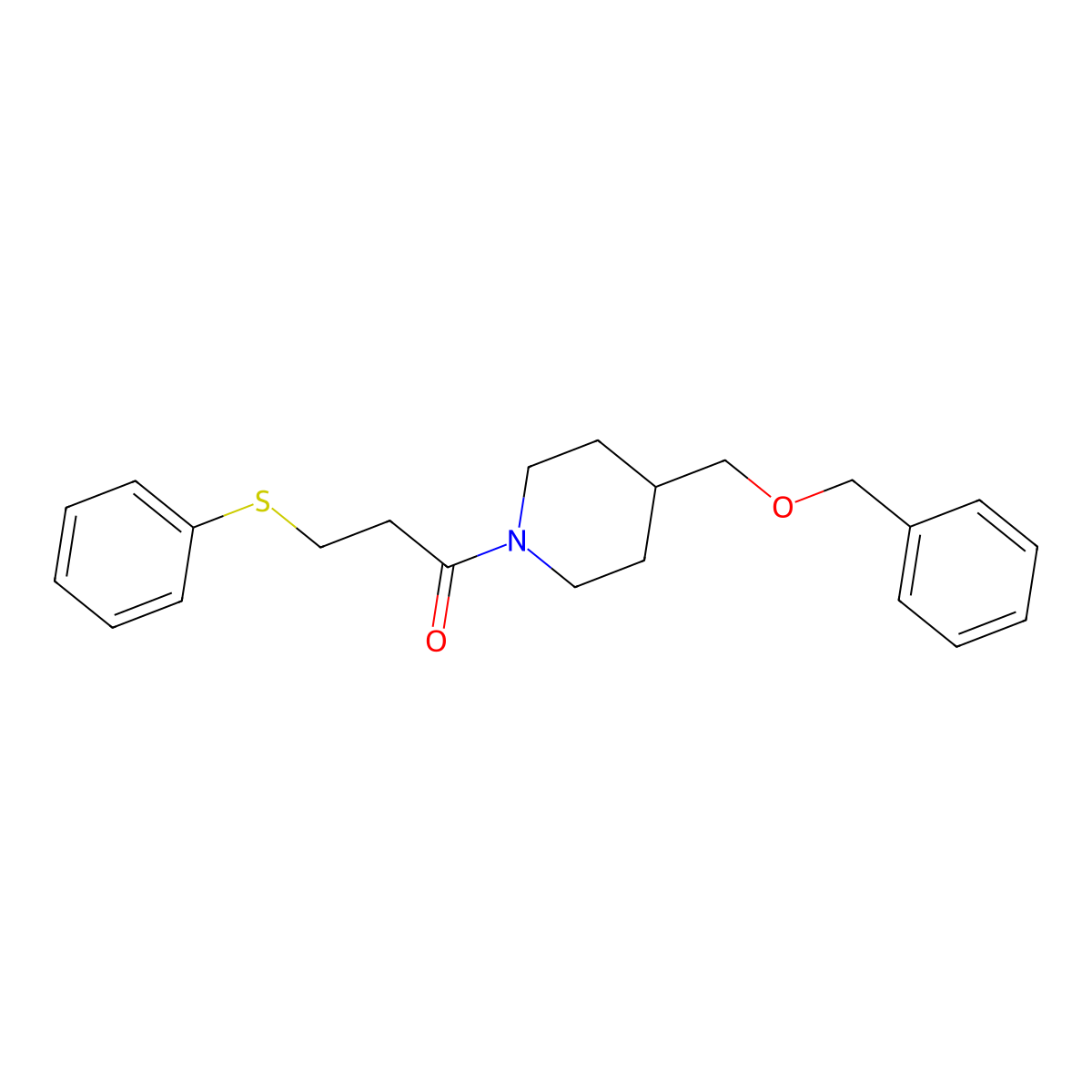 1-(4-((Benzyloxy)methyl)piperidin-1-yl)-3-(phenylthio)propan-1-one molecular structure, CAS 1226450-07-2