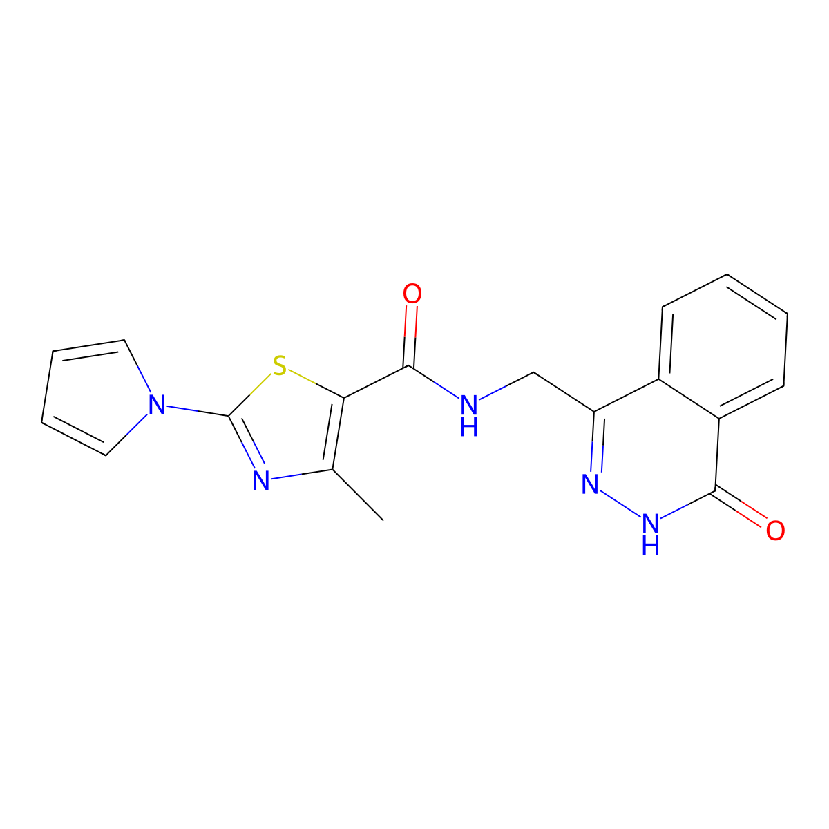4-methyl-N-((4-oxo-3,4-dihydrophthalazin-1-yl)methyl)-2-(1H-pyrrol-1-yl)thiazole-5-carboxamide molecular structure, CAS 1226450-15-2