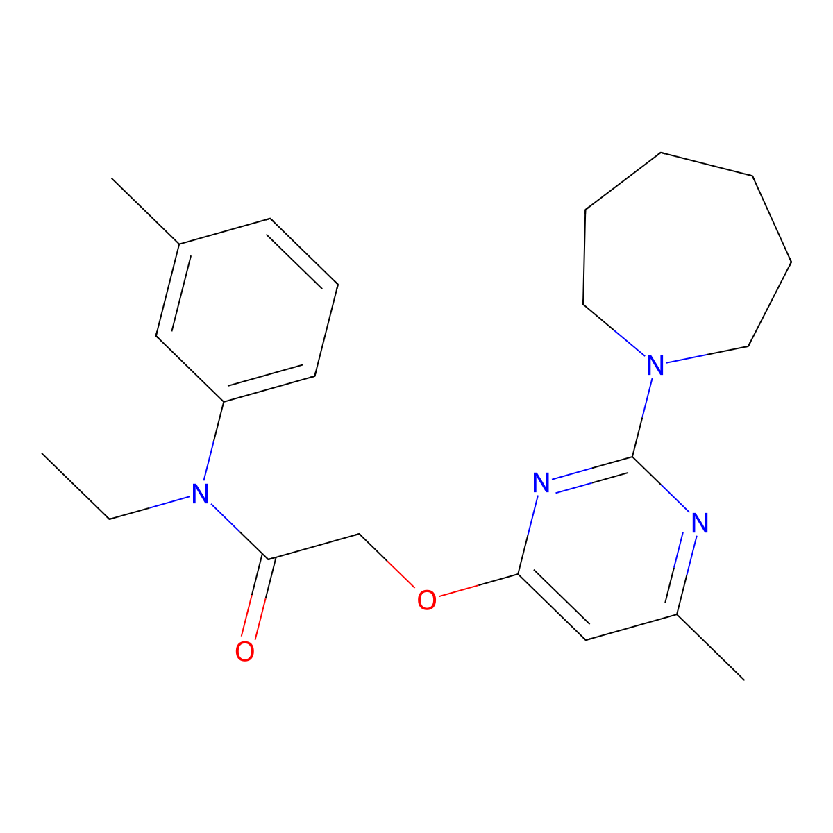 2-{[2-(azepan-1-yl)-6-methylpyrimidin-4-yl]oxy}-N-ethyl-N-(3-methylphenyl)acetamide molecular structure, CAS 1226450-18-5