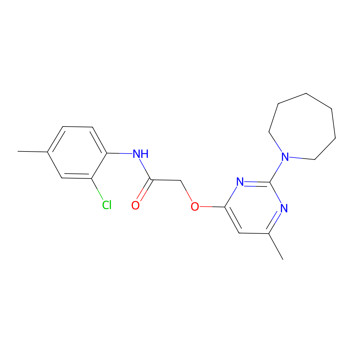2-{[2-(azepan-1-yl)-6-methylpyrimidin-4-yl]oxy}-N-(2-chloro-4-methylphenyl)acetamide molecular structure, CAS 1226450-20-9