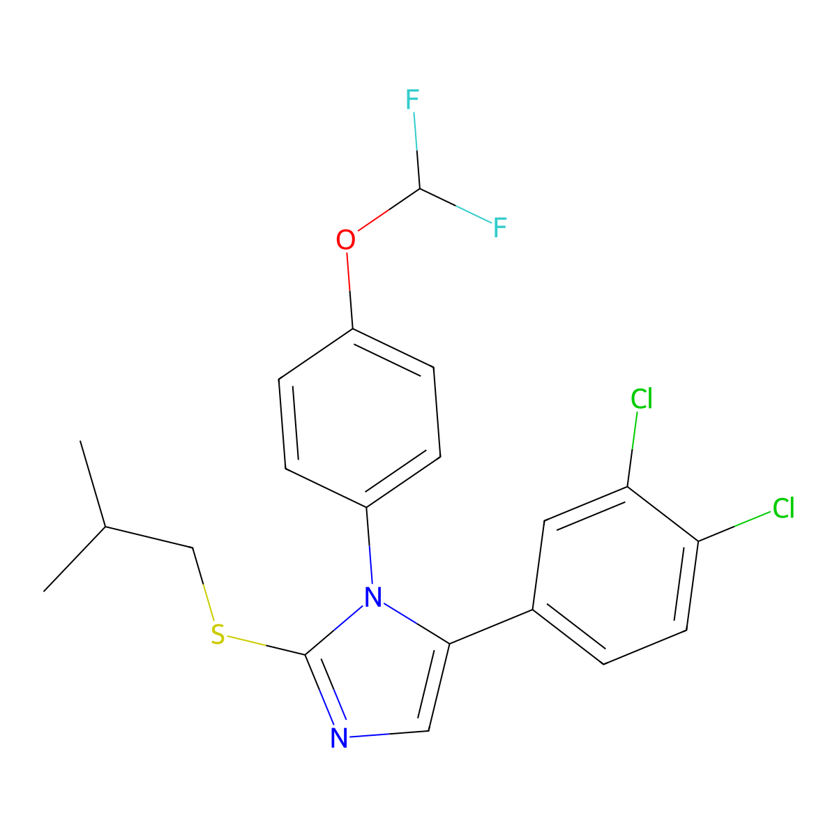 5-(3,4-dichlorophenyl)-1-[4-(difluoromethoxy)phenyl]-2-[(2-methylpropyl)sulfanyl]-1H-imidazole molecular structure, CAS 1226450-22-1