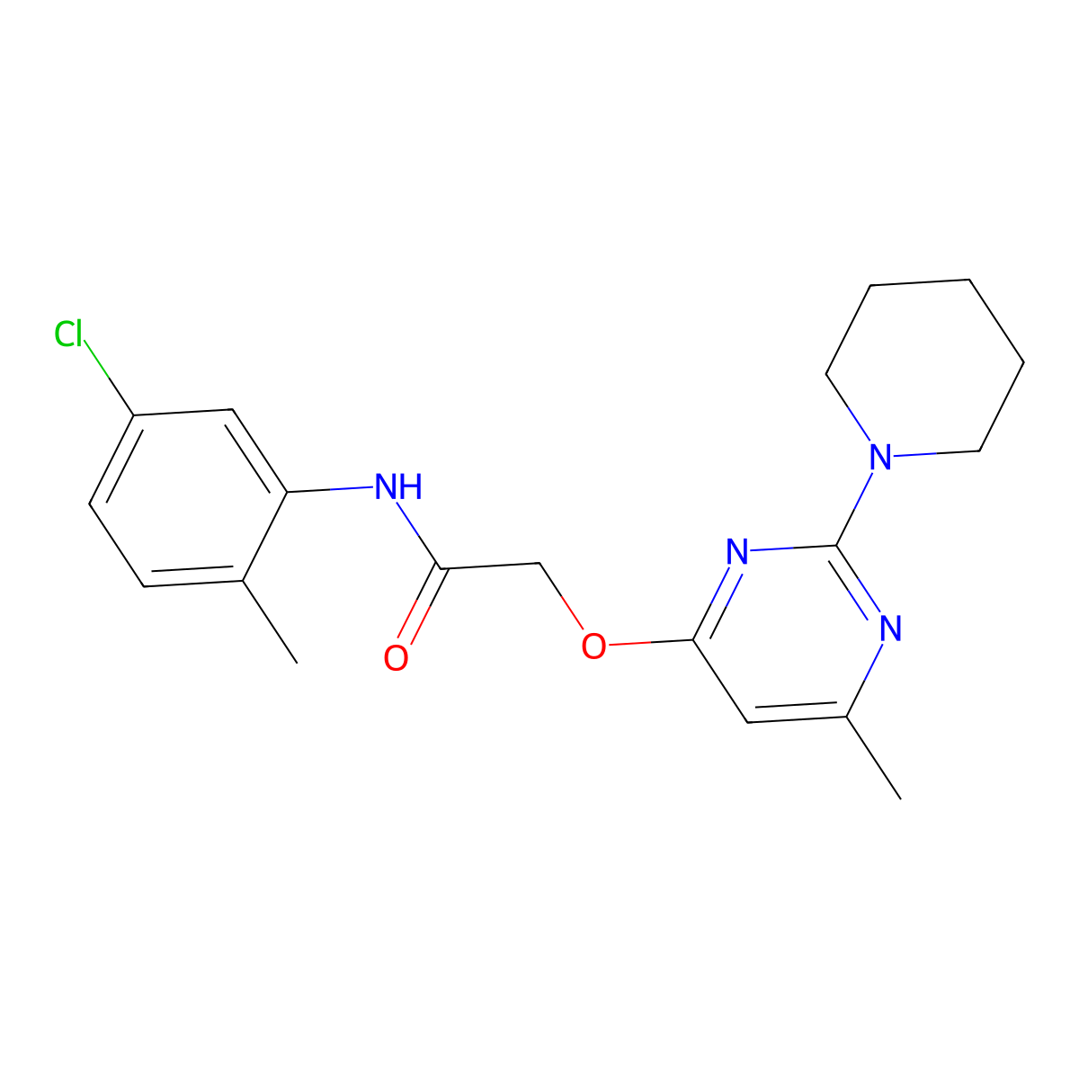 N-(5-Chloro-2-methylphenyl)-2-{[6-methyl-2-(piperidin-1-YL)pyrimidin-4-YL]oxy}acetamide molecular structure, CAS 1226450-23-2