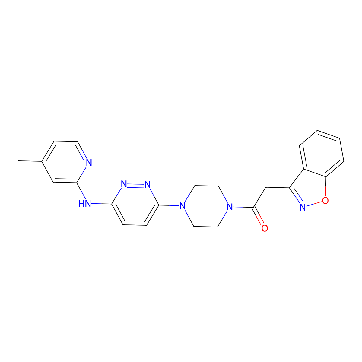 2-(Benzo[d]isoxazol-3-yl)-1-(4-(6-((4-methylpyridin-2-yl)amino)pyridazin-3-yl)piperazin-1-yl)ethanone molecular structure, CAS 1226450-25-4