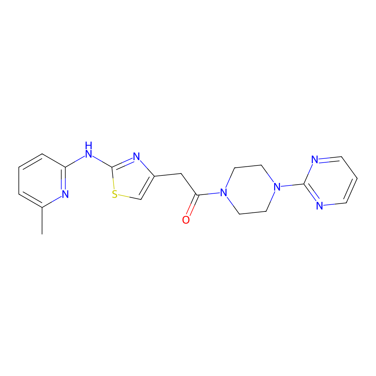 2-(2-((6-Methylpyridin-2-yl)amino)thiazol-4-yl)-1-(4-(pyrimidin-2-yl)piperazin-1-yl)ethanone molecular structure, CAS 1226450-31-2