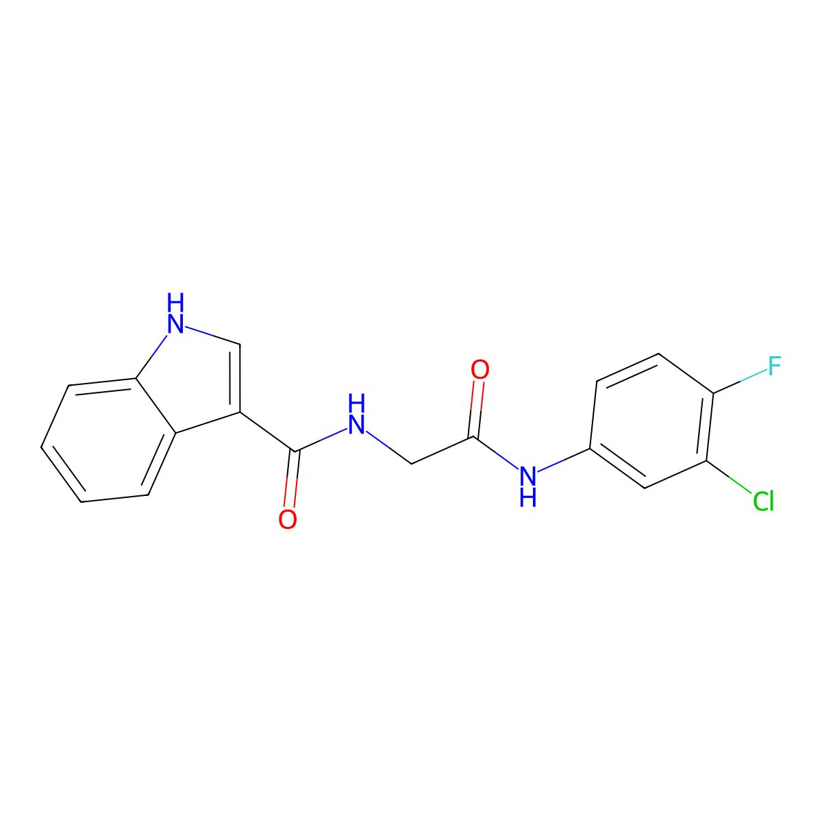 N-(2-((3-chloro-4-fluorophenyl)amino)-2-oxoethyl)-1H-indole-3-carboxamide molecular structure, CAS 1226450-35-6